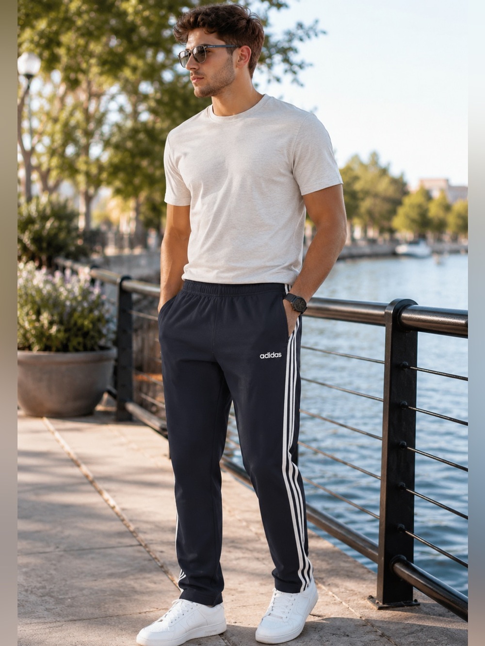 🌙✨🆕 Adidas Men’s Track Pants Black with 3-Stripes Size S